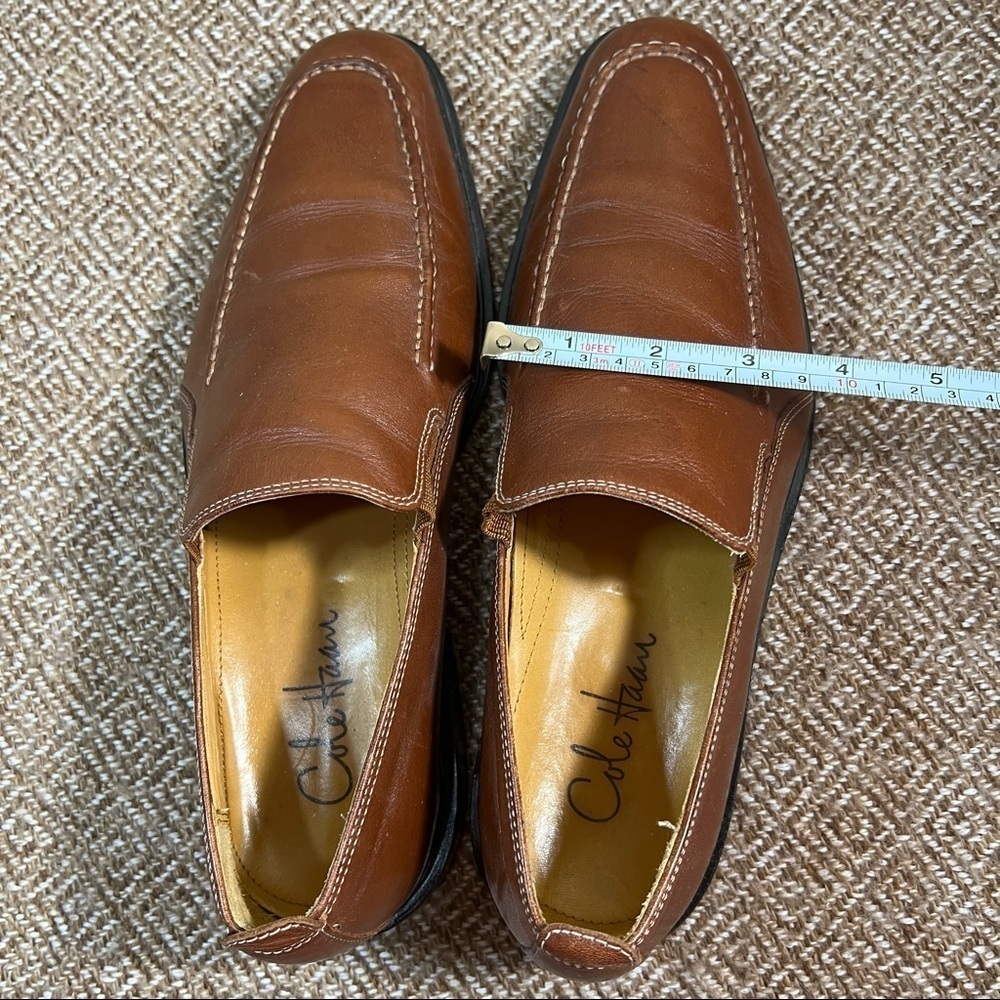 Cole Haan Mens Brown Leather Apron Toe Slip On Loafer Shoes Sz 9M Work Luxury - Picture 9 of 9